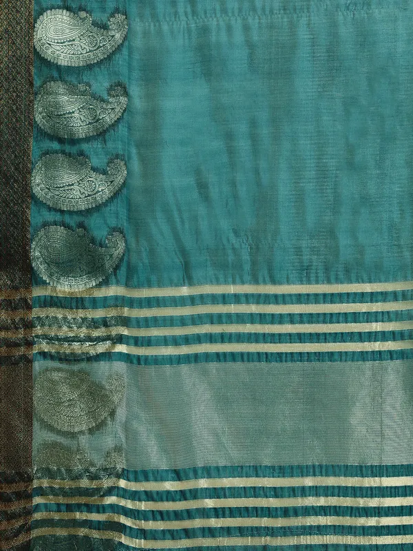 Petrol_Blue_Shimmer_Silk_Saree